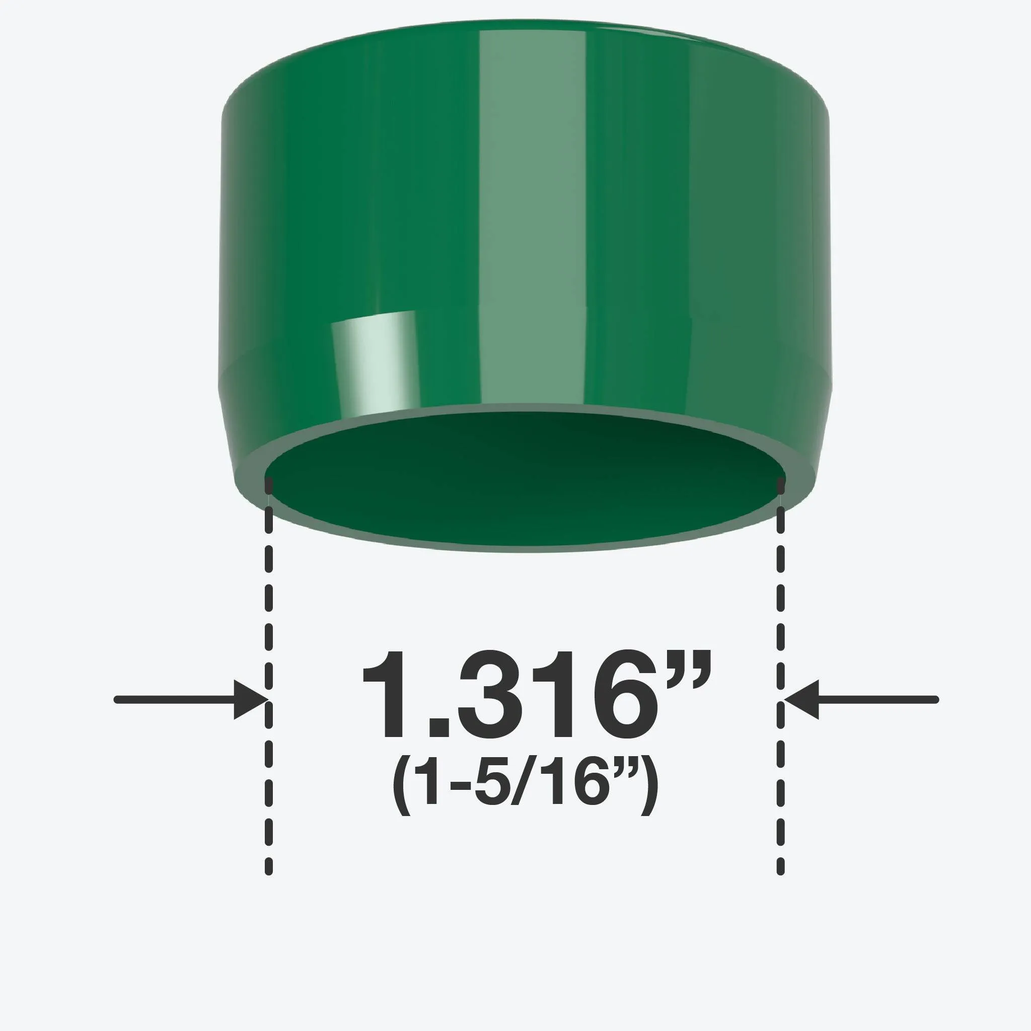 1 in. External Flat PVC End Cap, Furniture Grade - Green