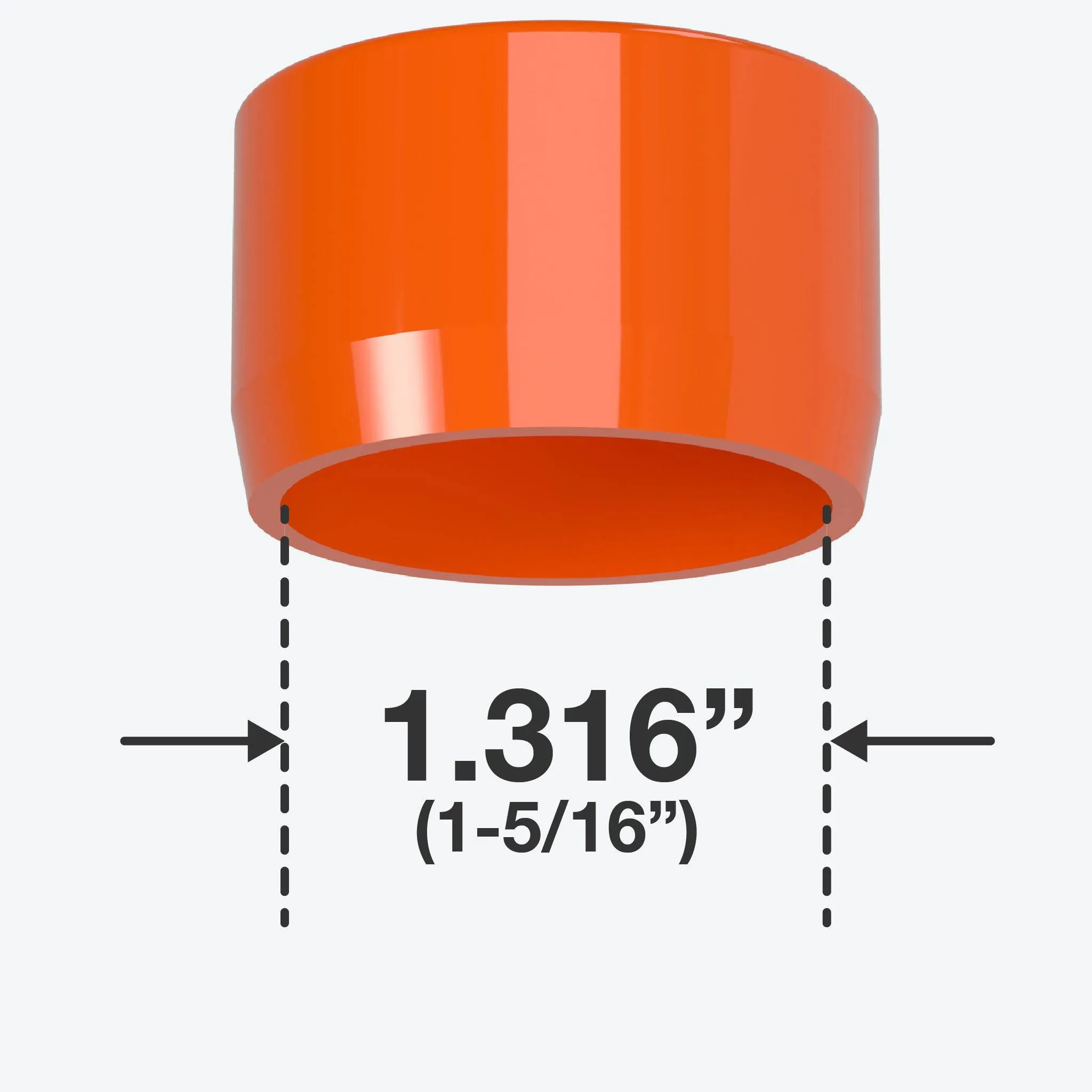 1 in. External Flat PVC End Cap, Furniture Grade - Orange