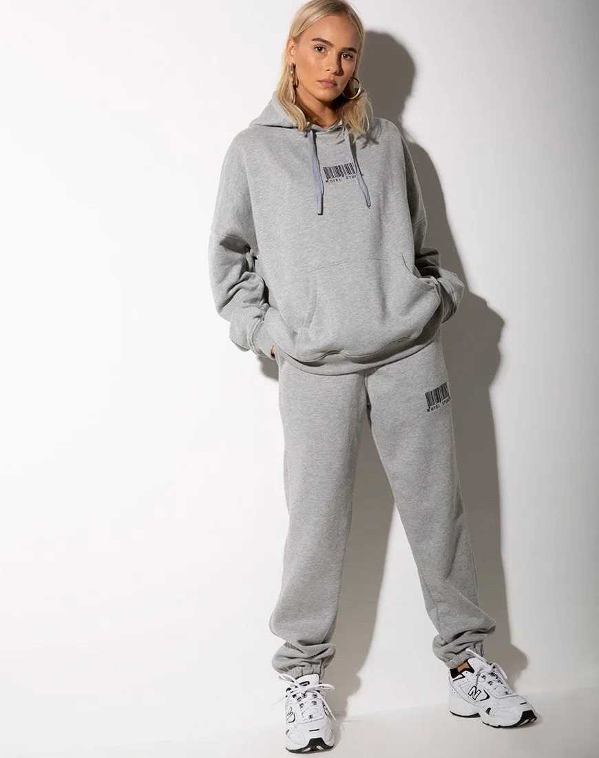 Basta Jogger in Grey Marl with 'Motel' Barcode Embro