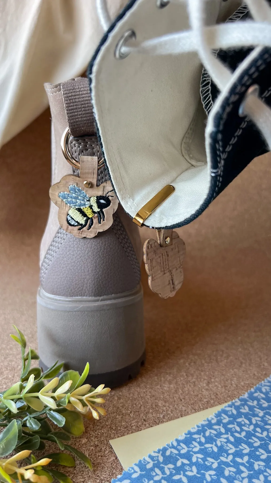 Bumble Bee Shoe Accessory | Embroidered Pull Loop Boot Charm, Shoe Charm, High Top Sneaker Clip or Boot Clip