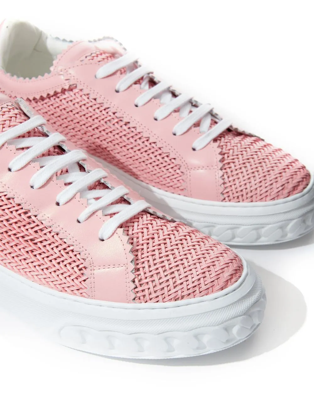 Casadei Pink Braided Leather Sneaker Elegance