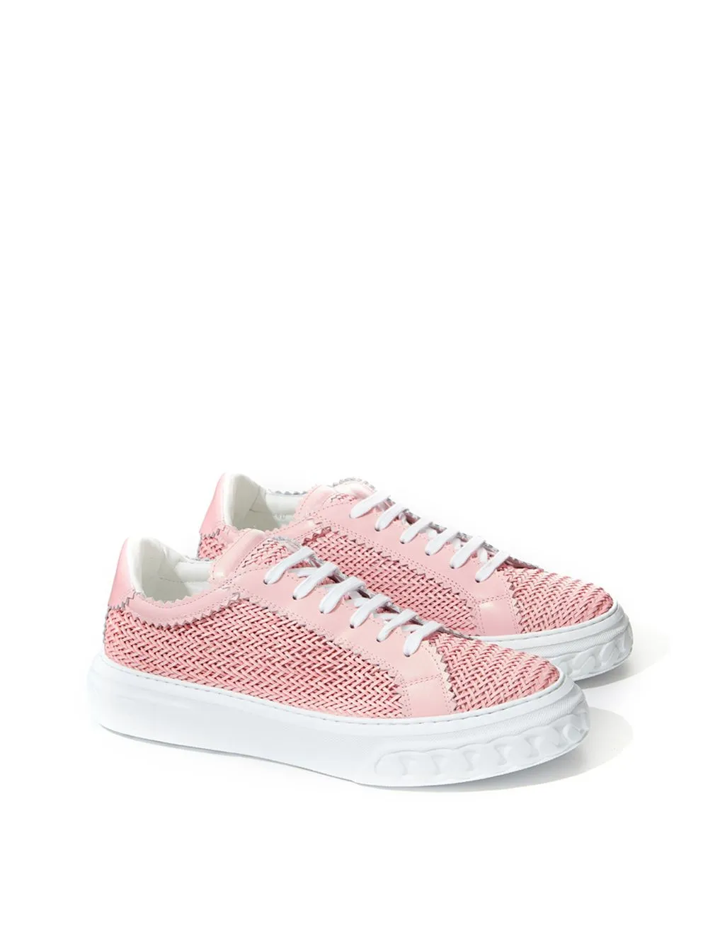 Casadei Pink Braided Leather Sneaker Elegance