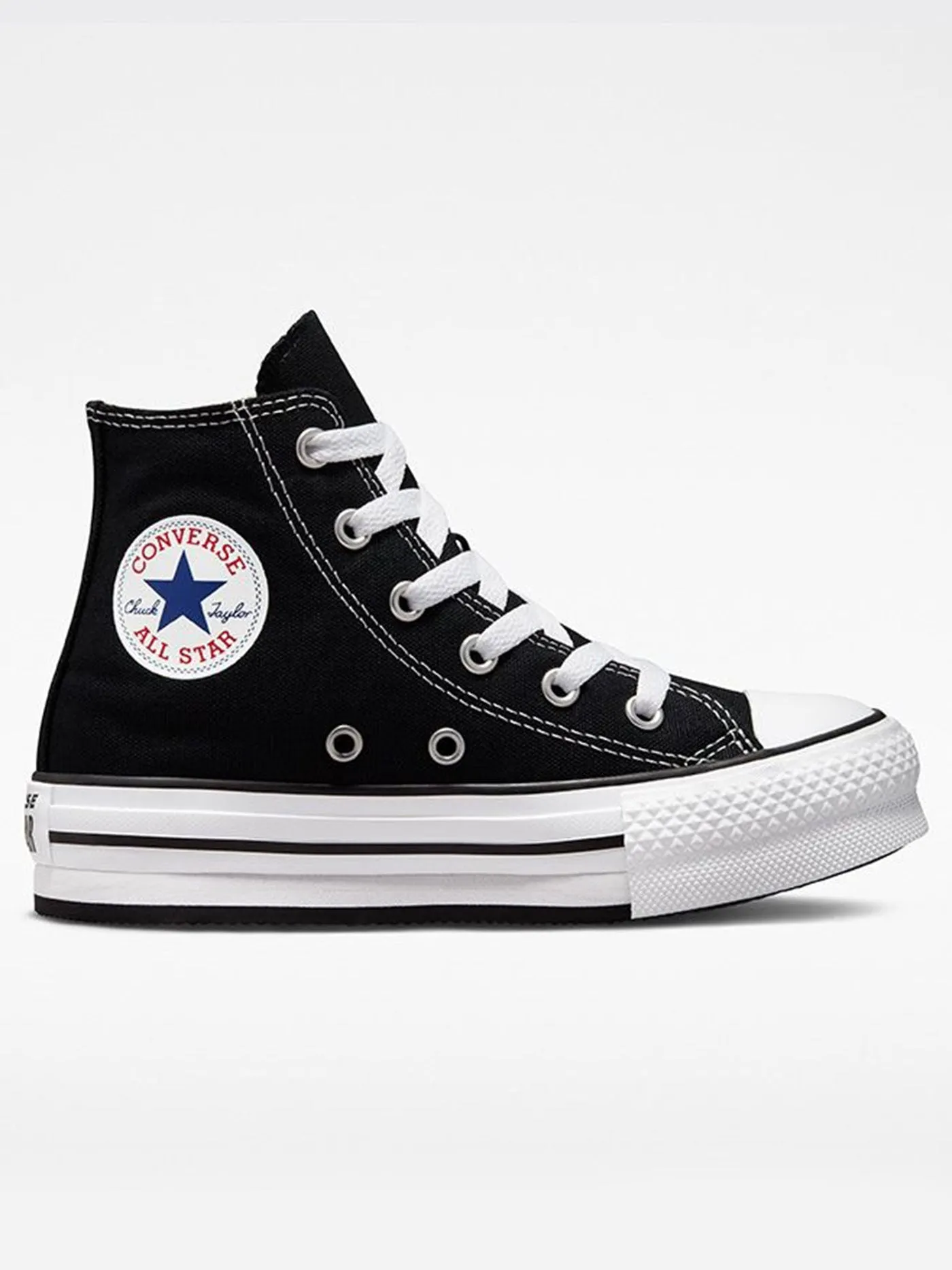 Chuck Taylor All Star Eva Lift Canvas Platforms Black/White/Black Shoes (Kids)