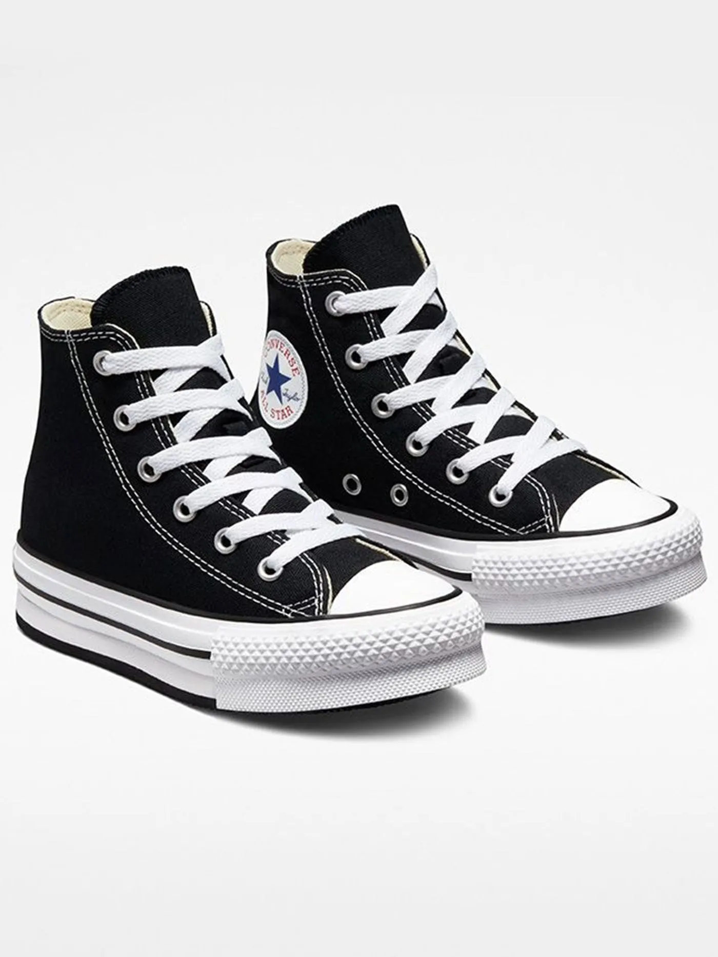 Chuck Taylor All Star Eva Lift Canvas Platforms Black/White/Black Shoes (Kids)