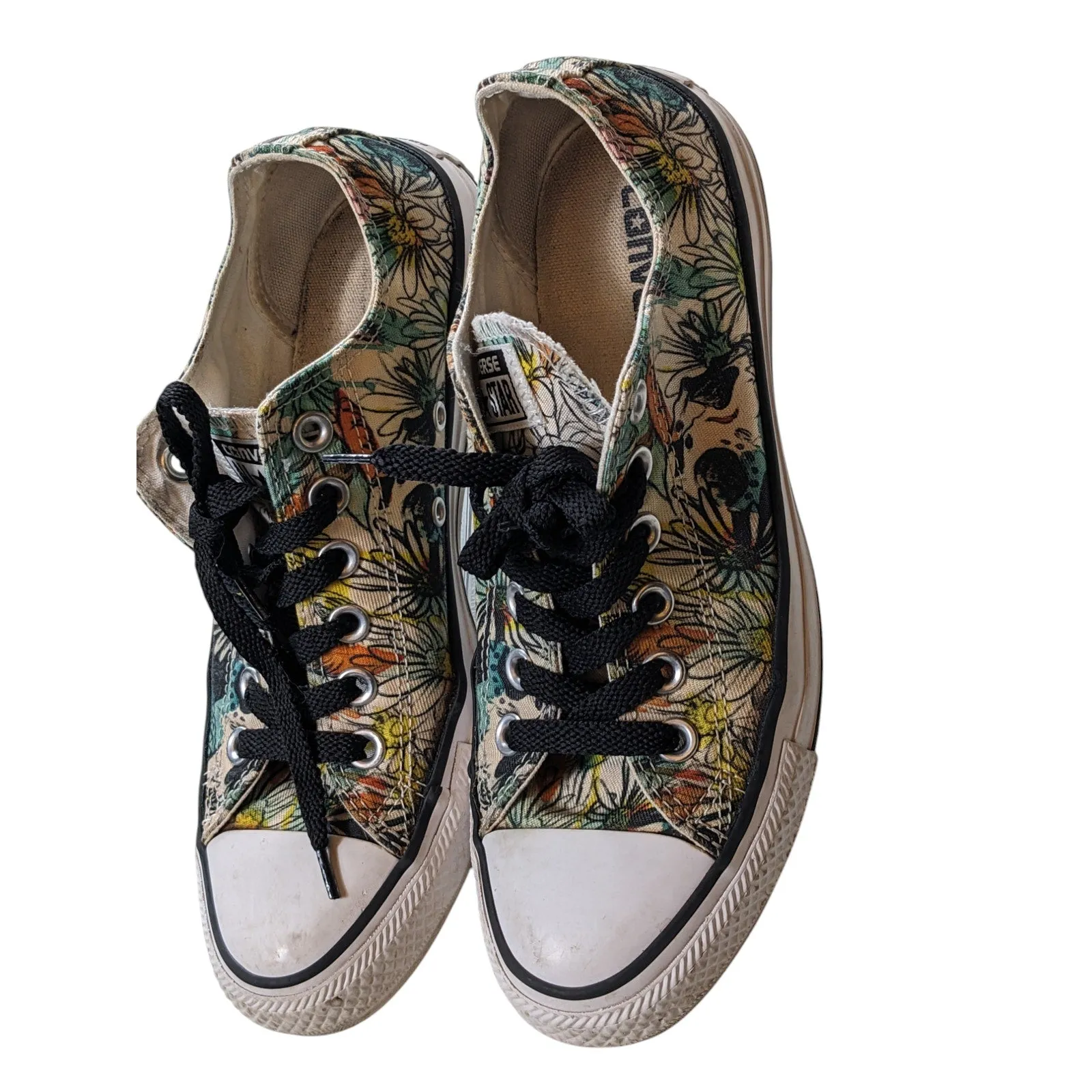 Converse All Star Floral Print Sneakers Women 7 Boho Flower Canvas Low Top Shoes