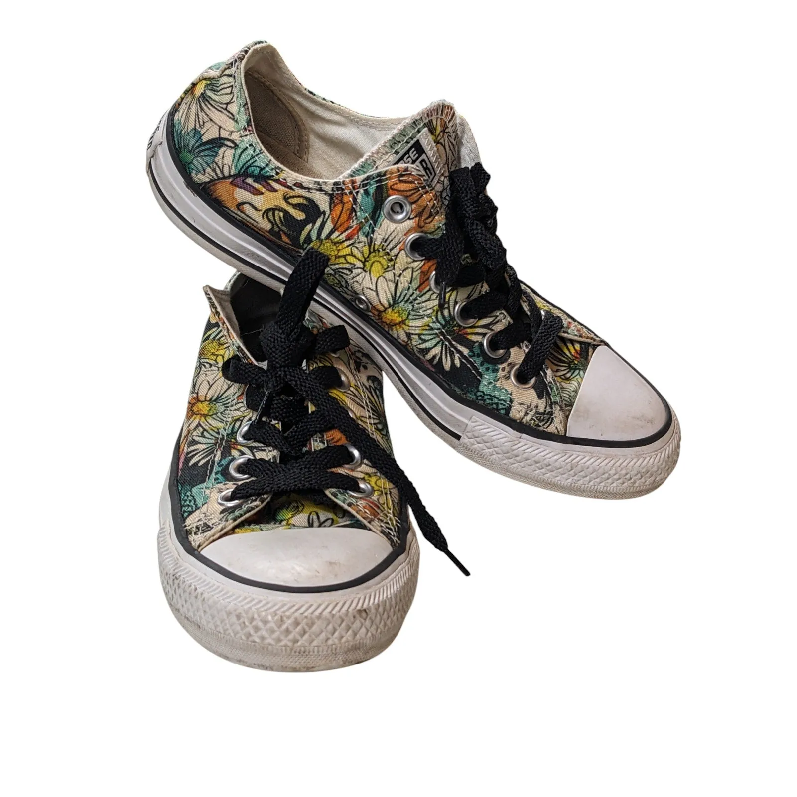 Converse All Star Floral Print Sneakers Women 7 Boho Flower Canvas Low Top Shoes