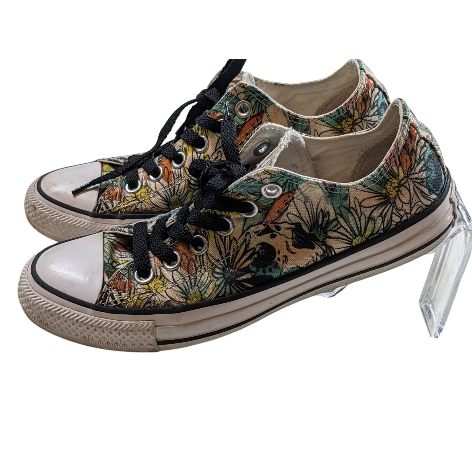 Converse All Star Floral Print Sneakers Women 7 Boho Flower Canvas Low Top Shoes