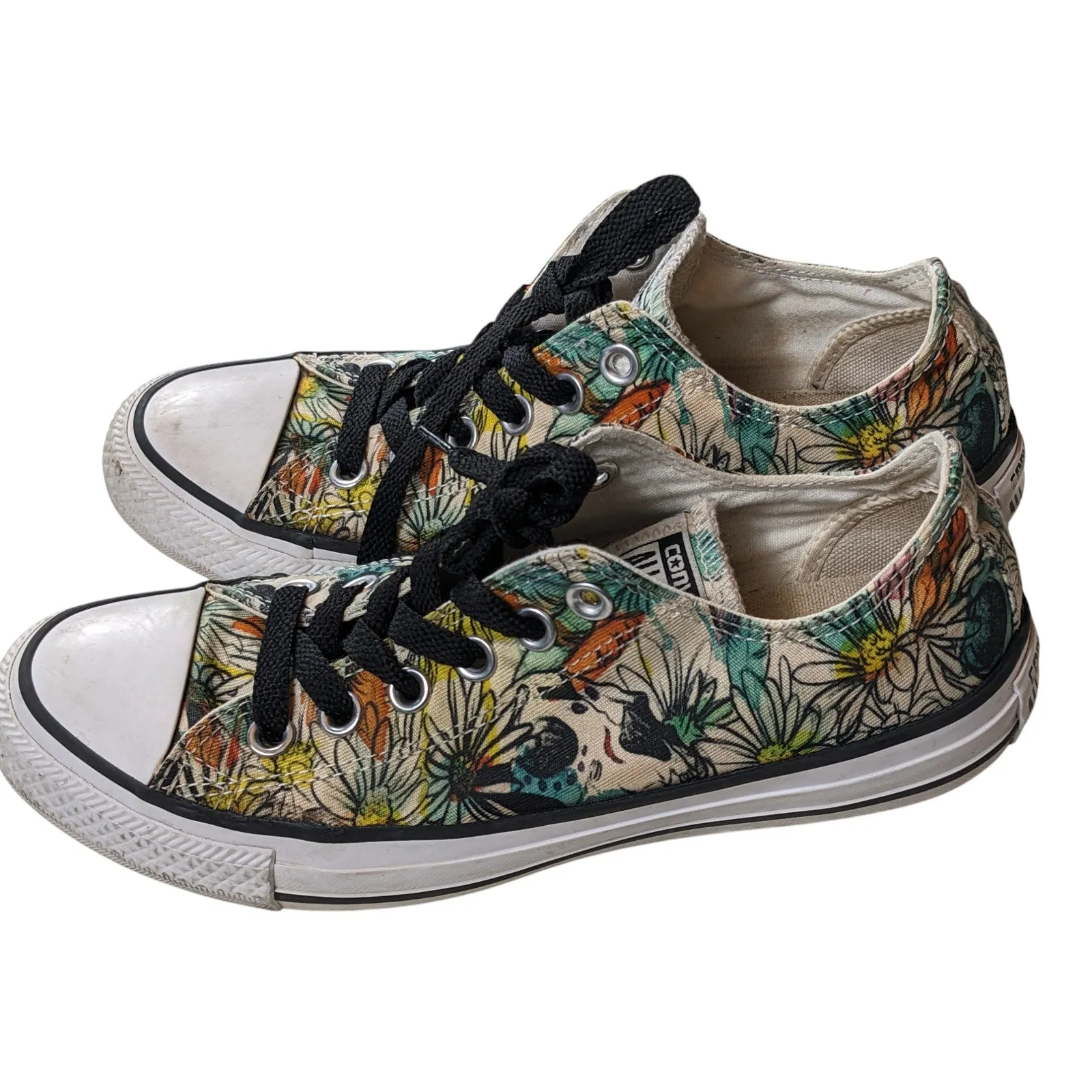 Converse All Star Floral Print Sneakers Women 7 Boho Flower Canvas Low Top Shoes