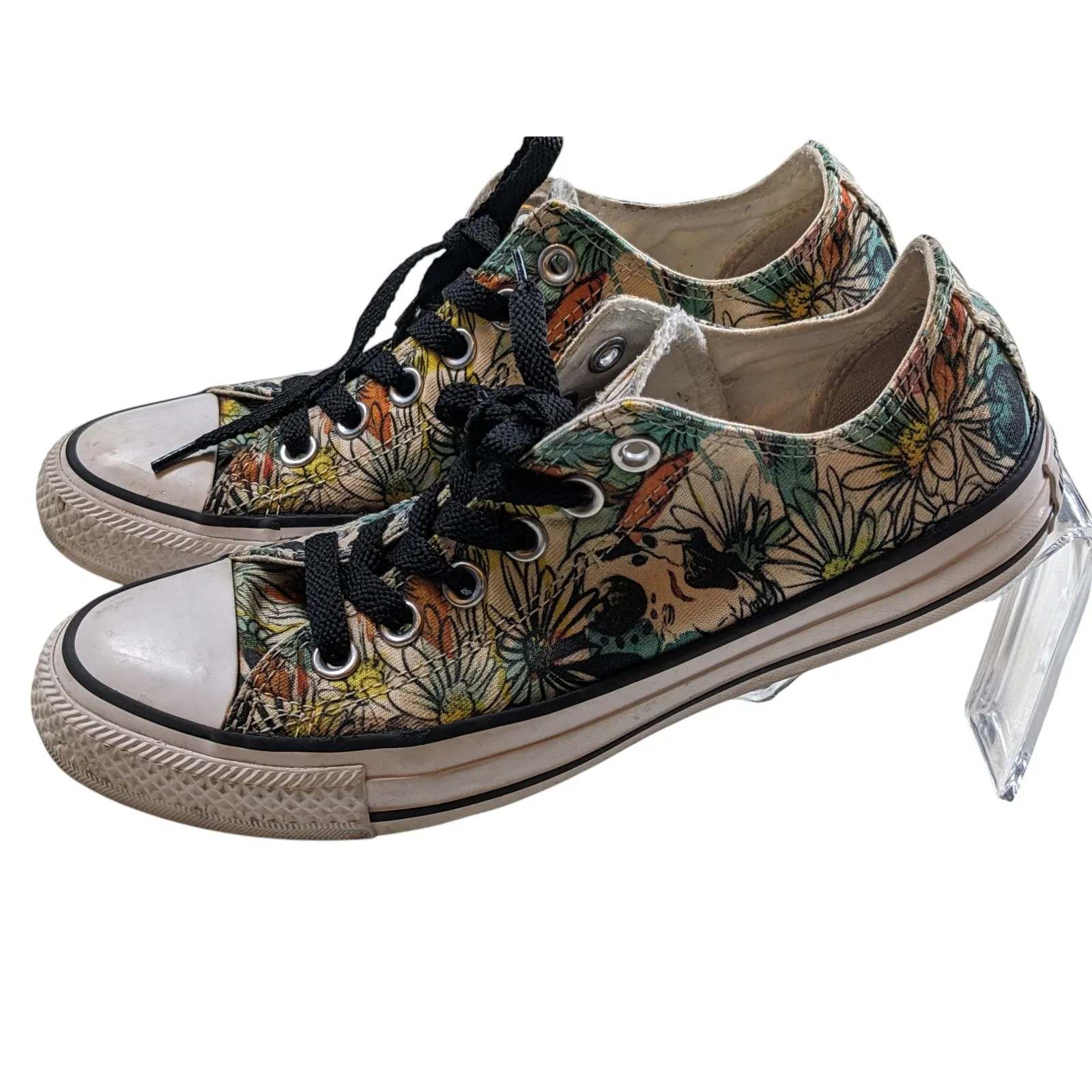 Converse All Star Floral Print Sneakers Women 7 Boho Flower Canvas Low Top Shoes