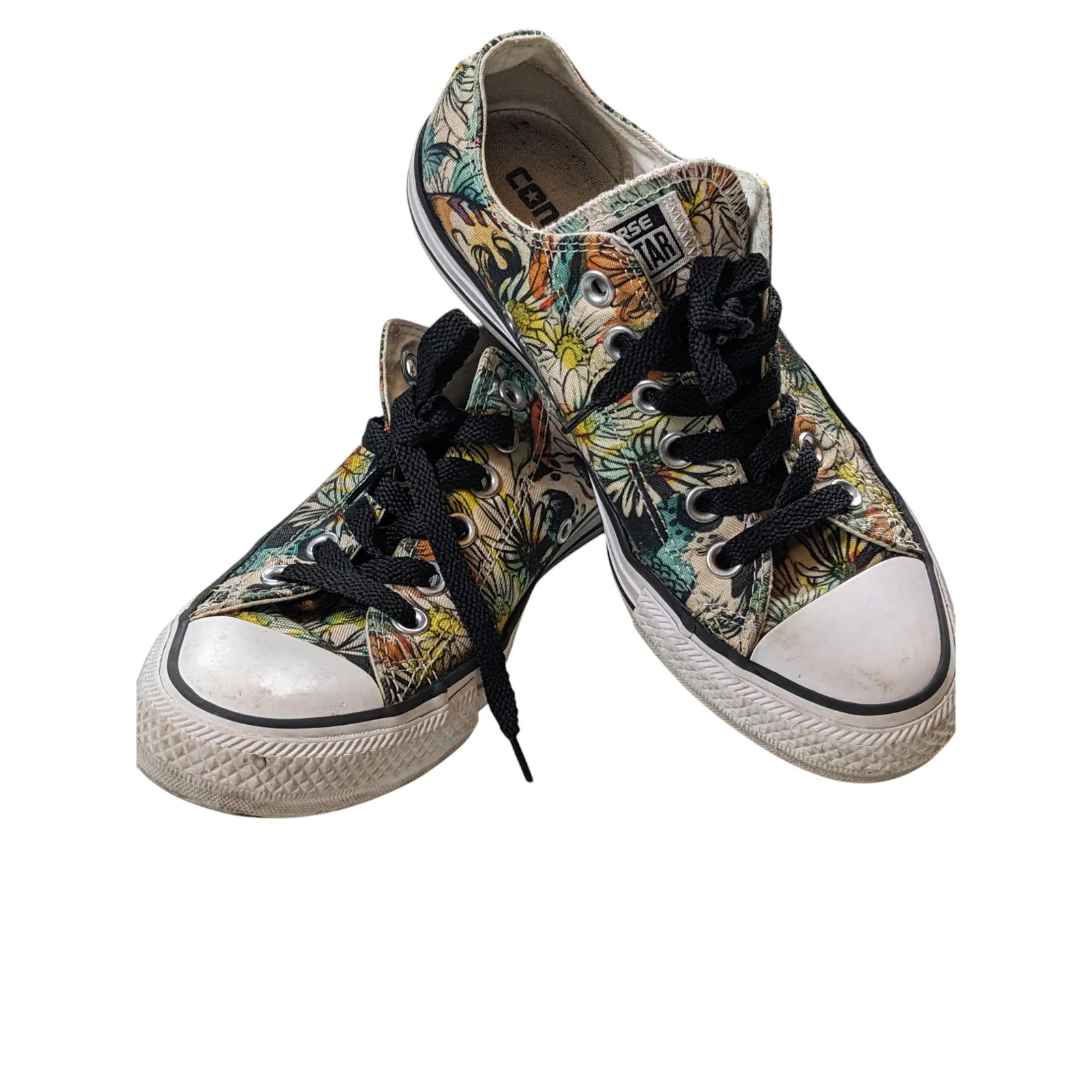 Converse All Star Floral Print Sneakers Women 7 Boho Flower Canvas Low Top Shoes