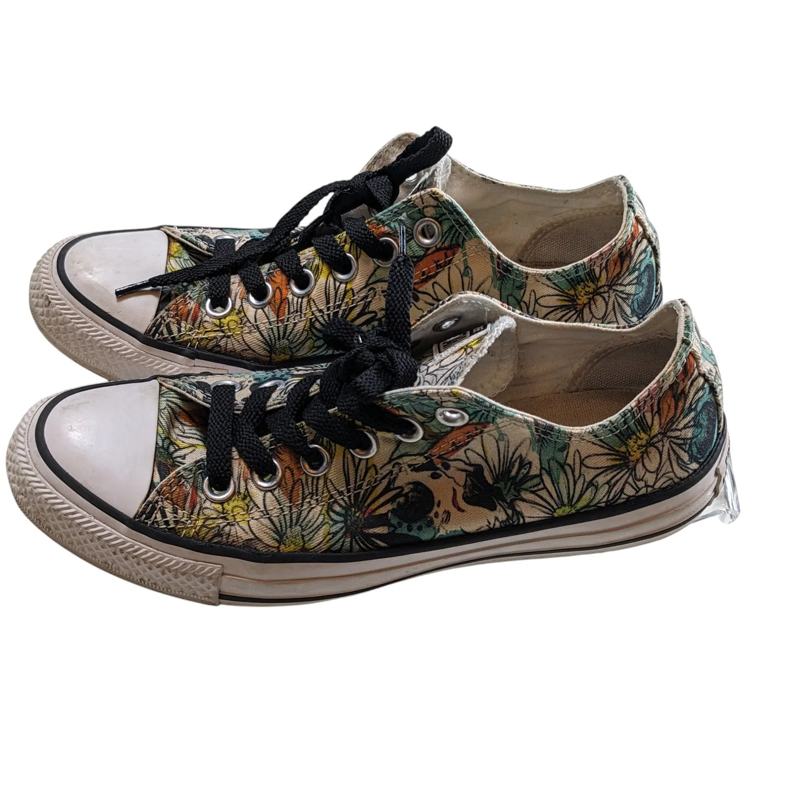 Converse All Star Floral Print Sneakers Women 7 Boho Flower Canvas Low Top Shoes