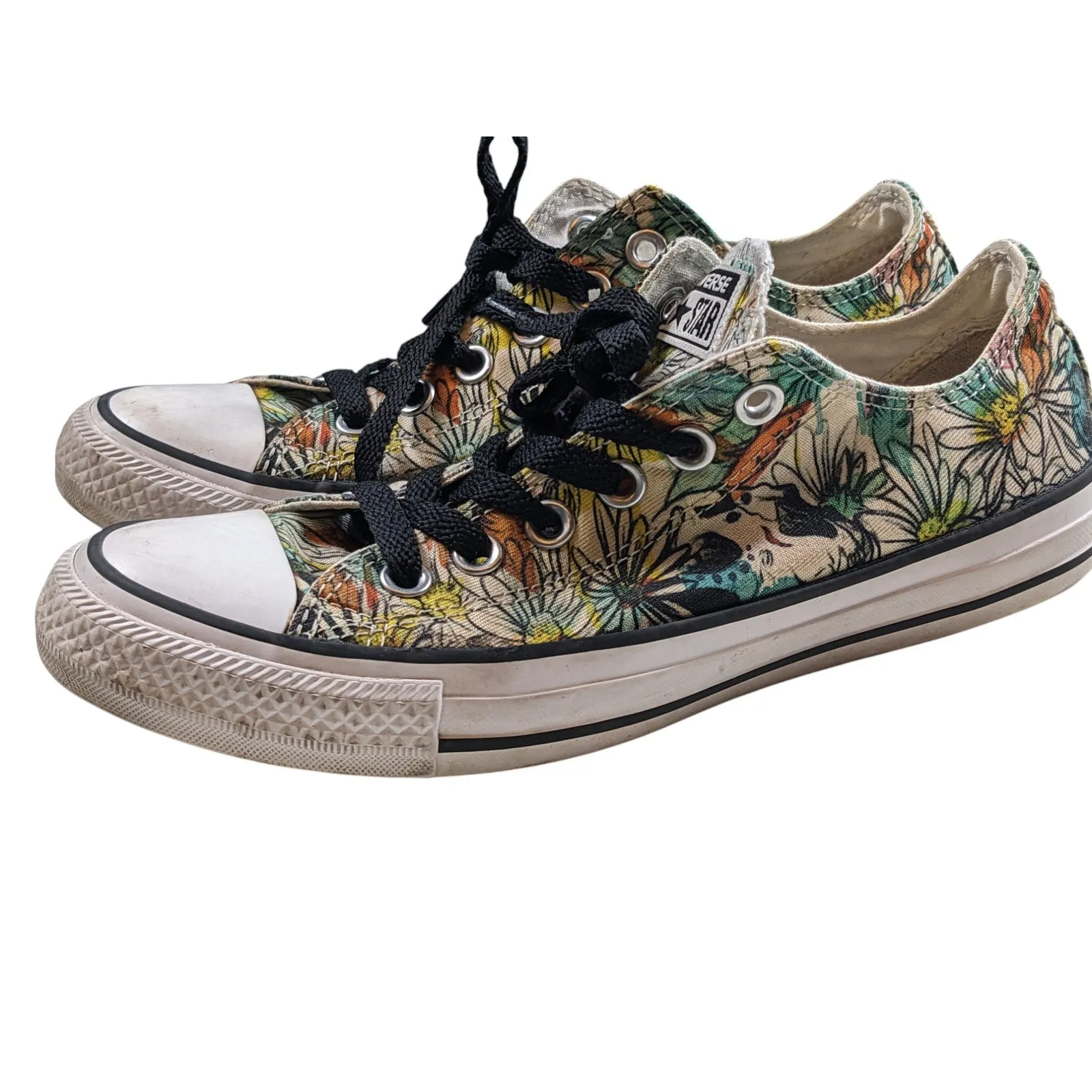 Converse All Star Floral Print Sneakers Women 7 Boho Flower Canvas Low Top Shoes