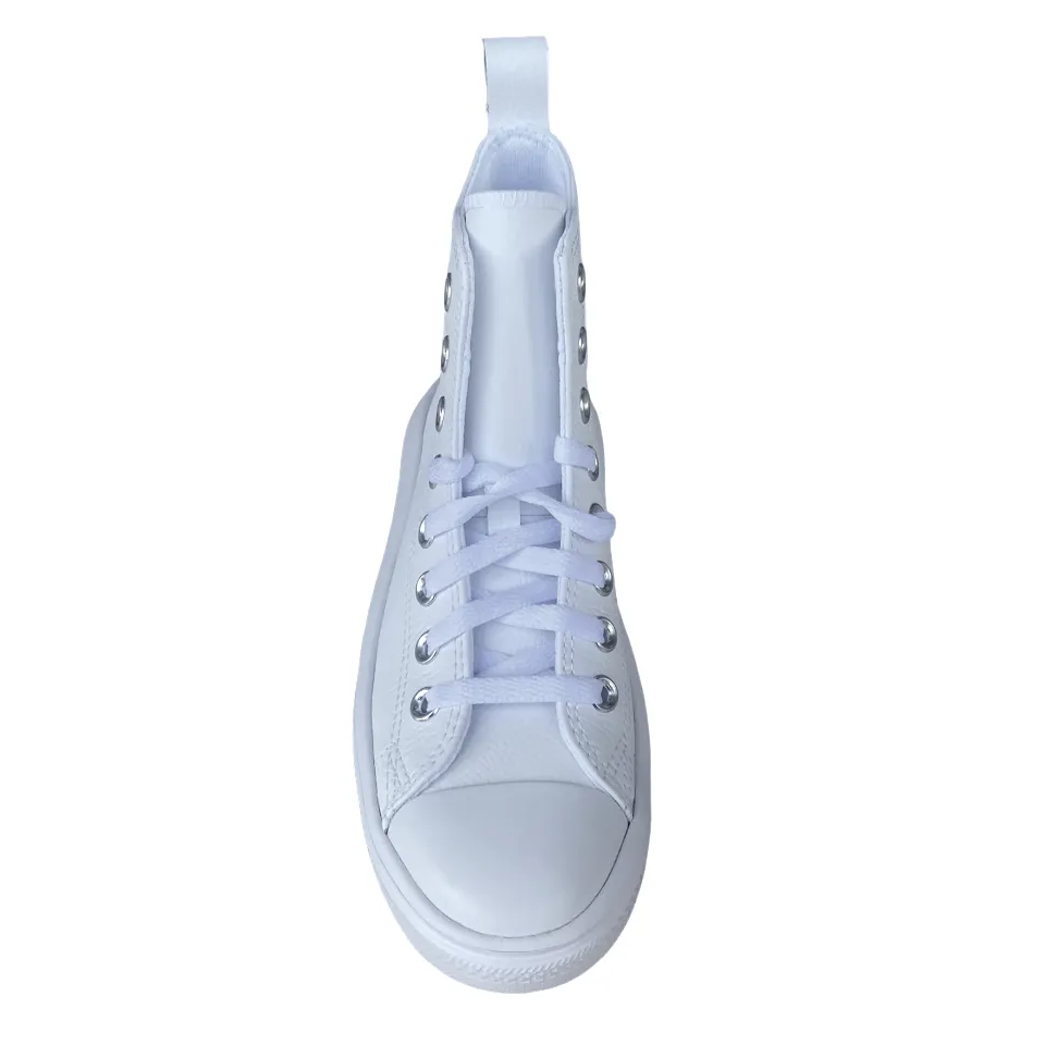 Converse scarpa sneakers alta da donna in pelle con zeppa Chuck Taylor Star Move A05535C bianco