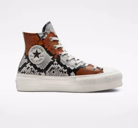 Converse scarpa sneakers da donna Chuck Taylor All Star Lift 573082C vintage bianco nero arancio