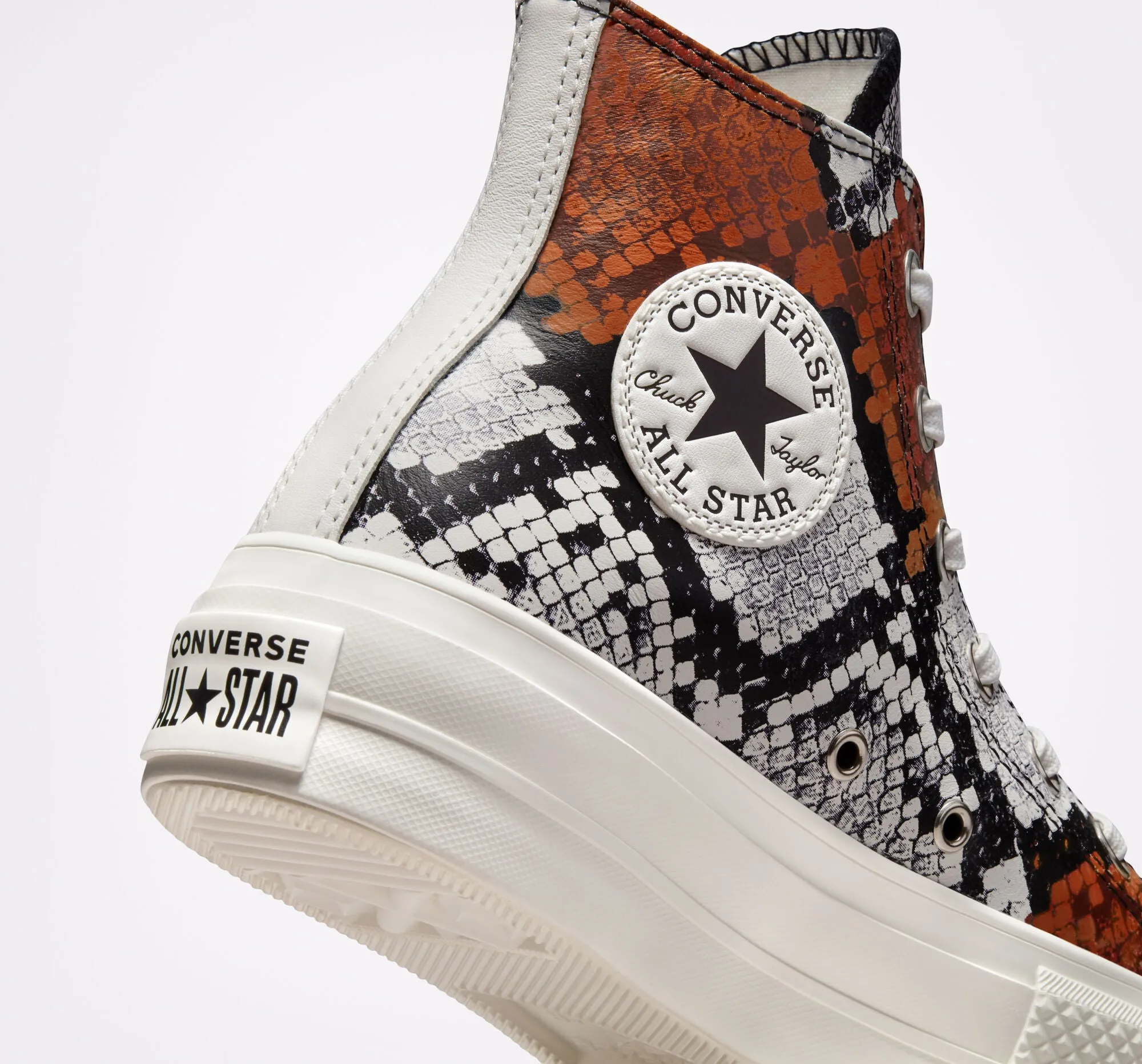 Converse scarpa sneakers da donna Chuck Taylor All Star Lift 573082C vintage bianco nero arancio