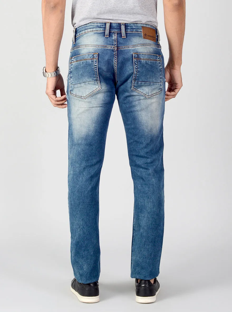 Denim Blue Washed Slim Fit Jeans | Greenfibre