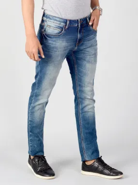 Denim Blue Washed Slim Fit Jeans | Greenfibre