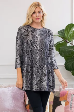 Fierce Look Snake Skin Ruffled Tunic