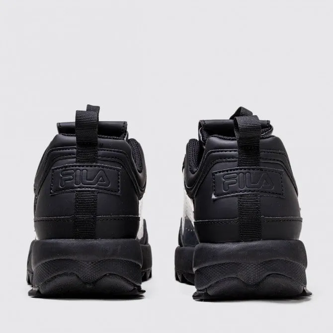 FILA: DISRUPTOR II CLEAR BLACK LEATHER SHOES