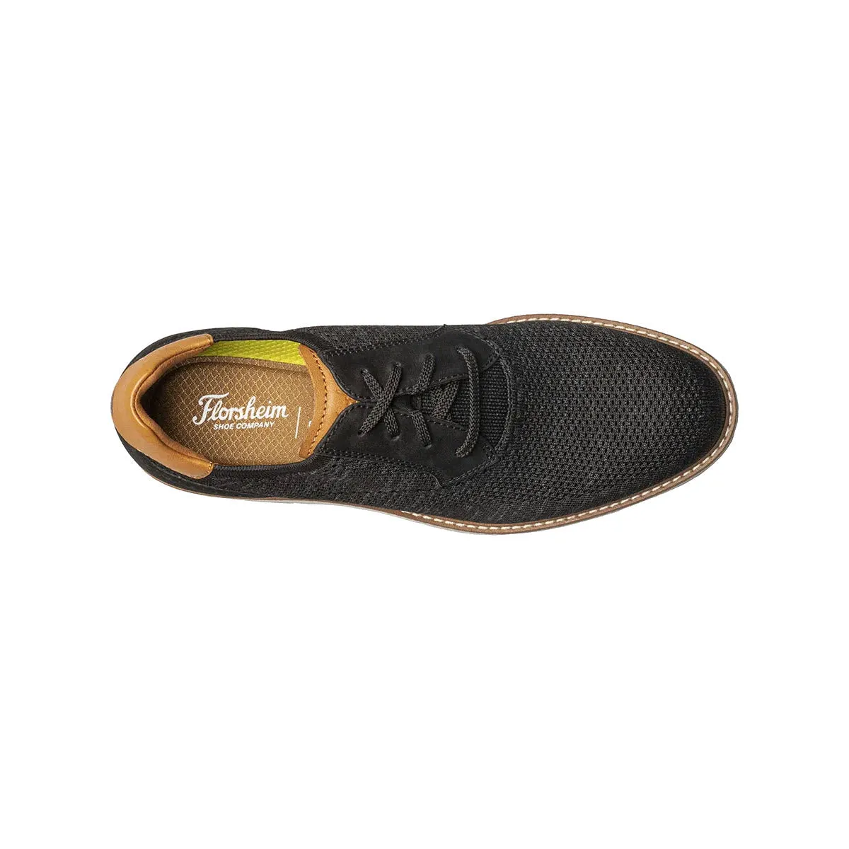 FLORSHEIM VIBE KNIT PLAIN TOE OXFORD BLACK - MENS