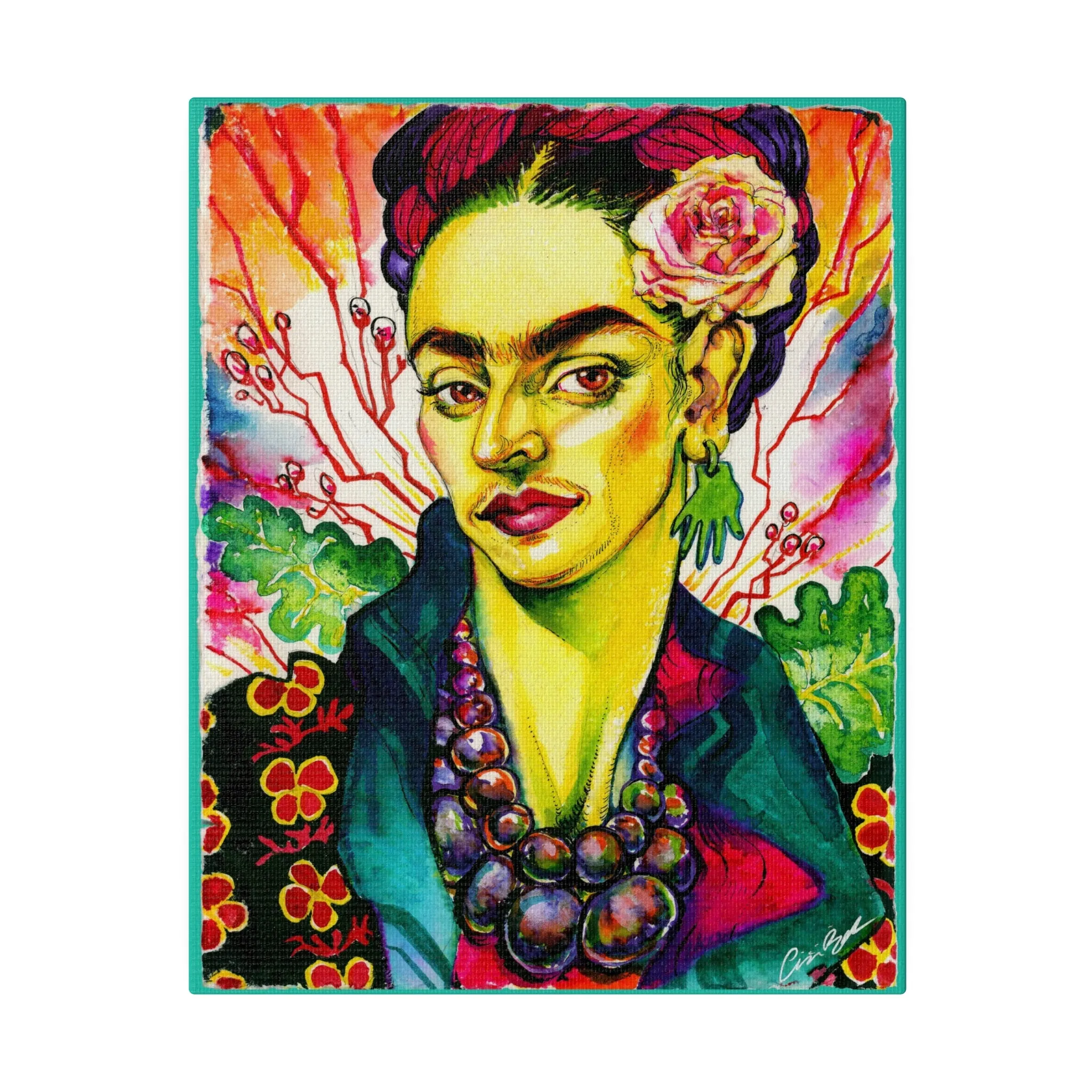 Frida Stretched Canvas Print, Wrapped Wall Art with Hardware 0.75" depth