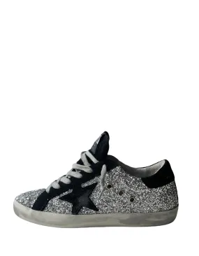 Golden Goose Deluxe Brand Black/Silver Glitter Superstar Sneakers sz 38