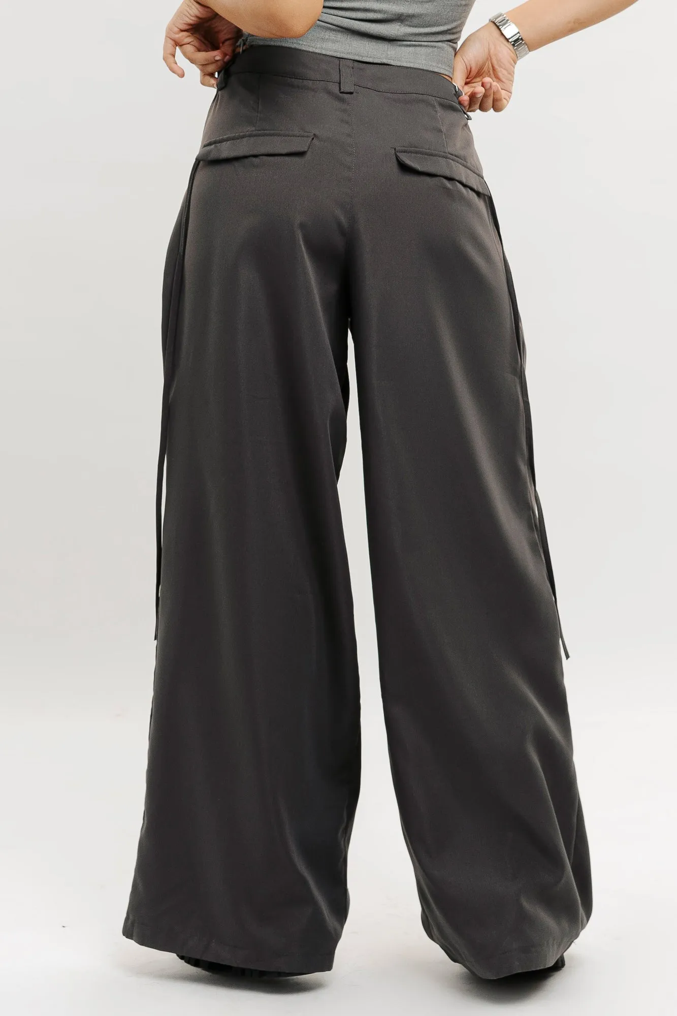 Grey Muave Front Pleated Pants