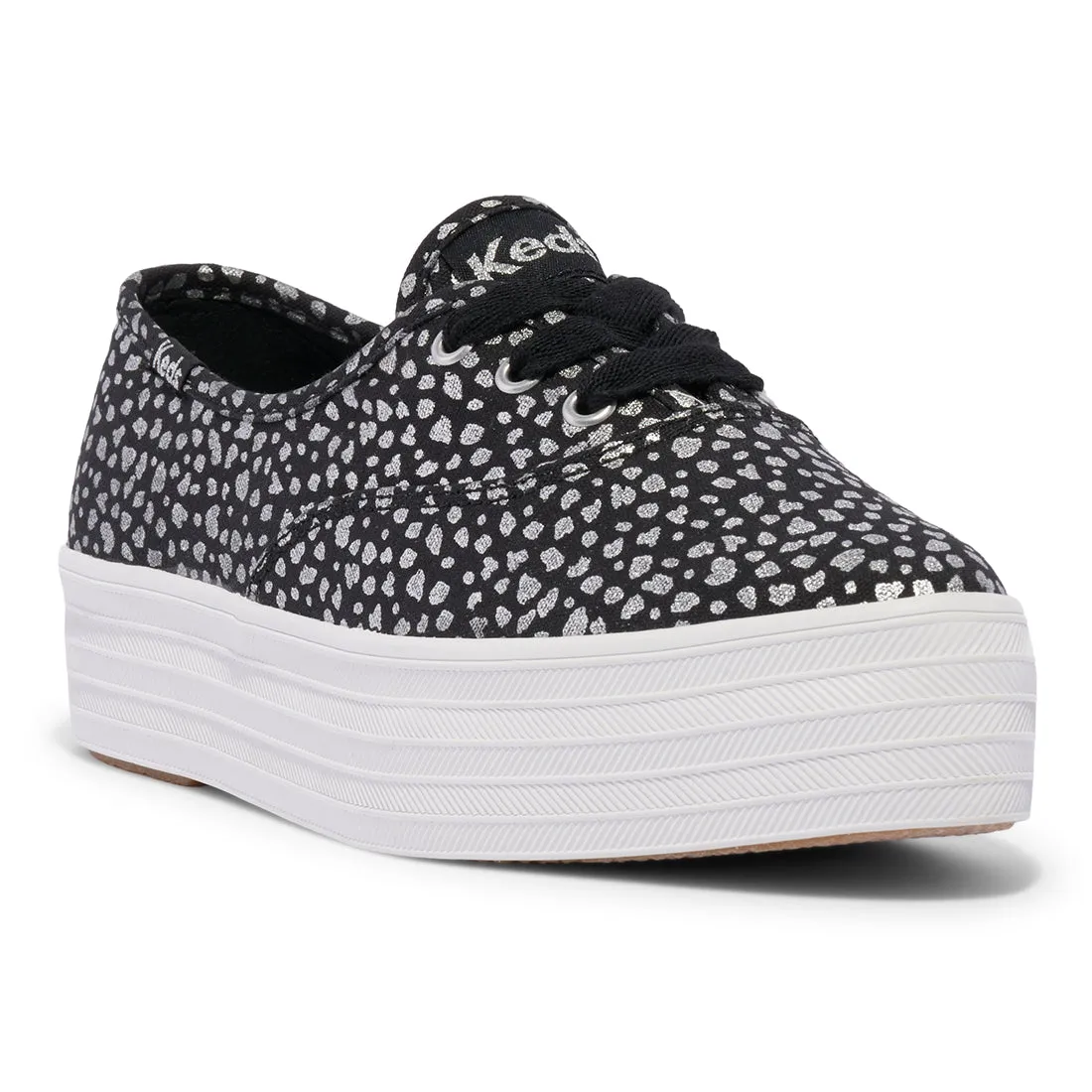 Keds Womens' Point Canvas Mini Dot Print  Black/Silver (WF68017)