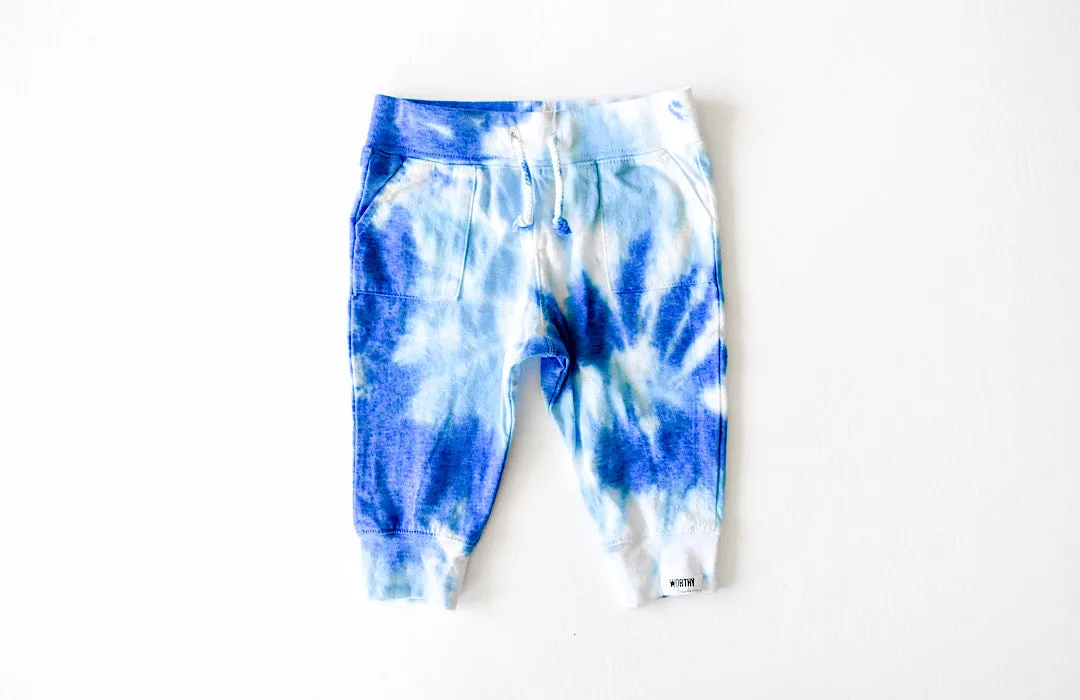 Kids Lightweight Tie Dye Joggers in Blue Sky