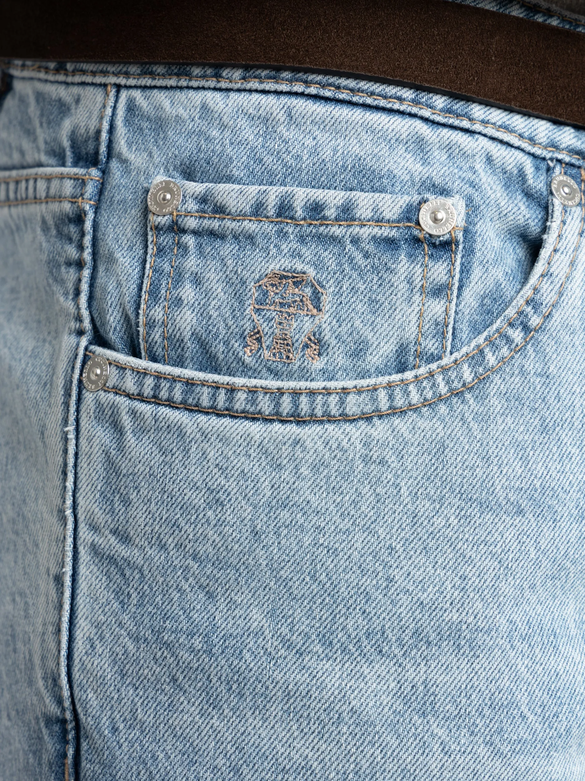 Light Blue Traditional Fit Five-Pocket Jeans