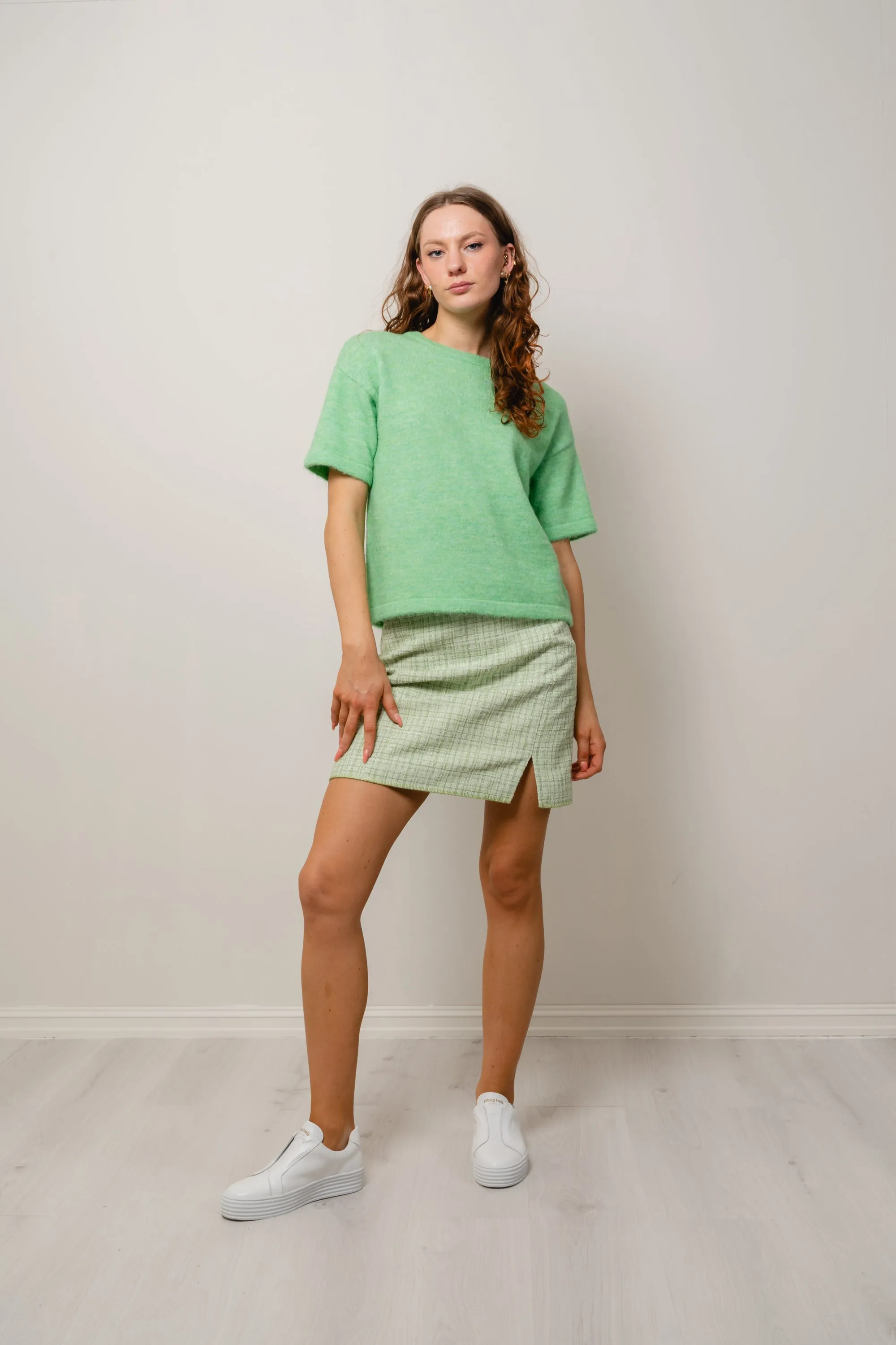 Liliana Me 2/4 Knit O-Neck - Absinthe Green Melange