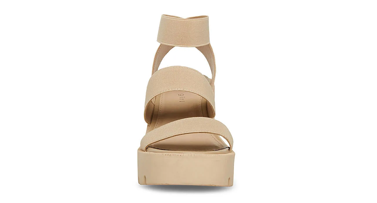 Madden Girl Women's Templee Platform Block Heel Sandal - Sand TEMP02J1