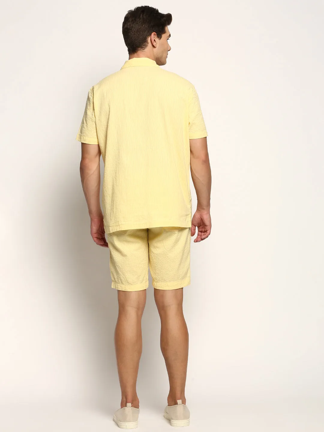 Men Yellow Solid Co ordSet