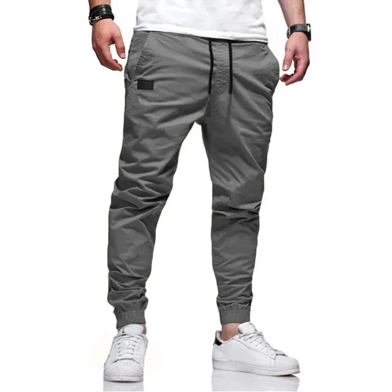 Men's Slim-Fit Joggers with Drawstring Closure and Cargo Pockets