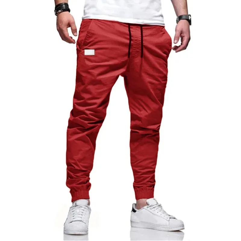 Men's Slim-Fit Joggers with Drawstring Closure and Cargo Pockets