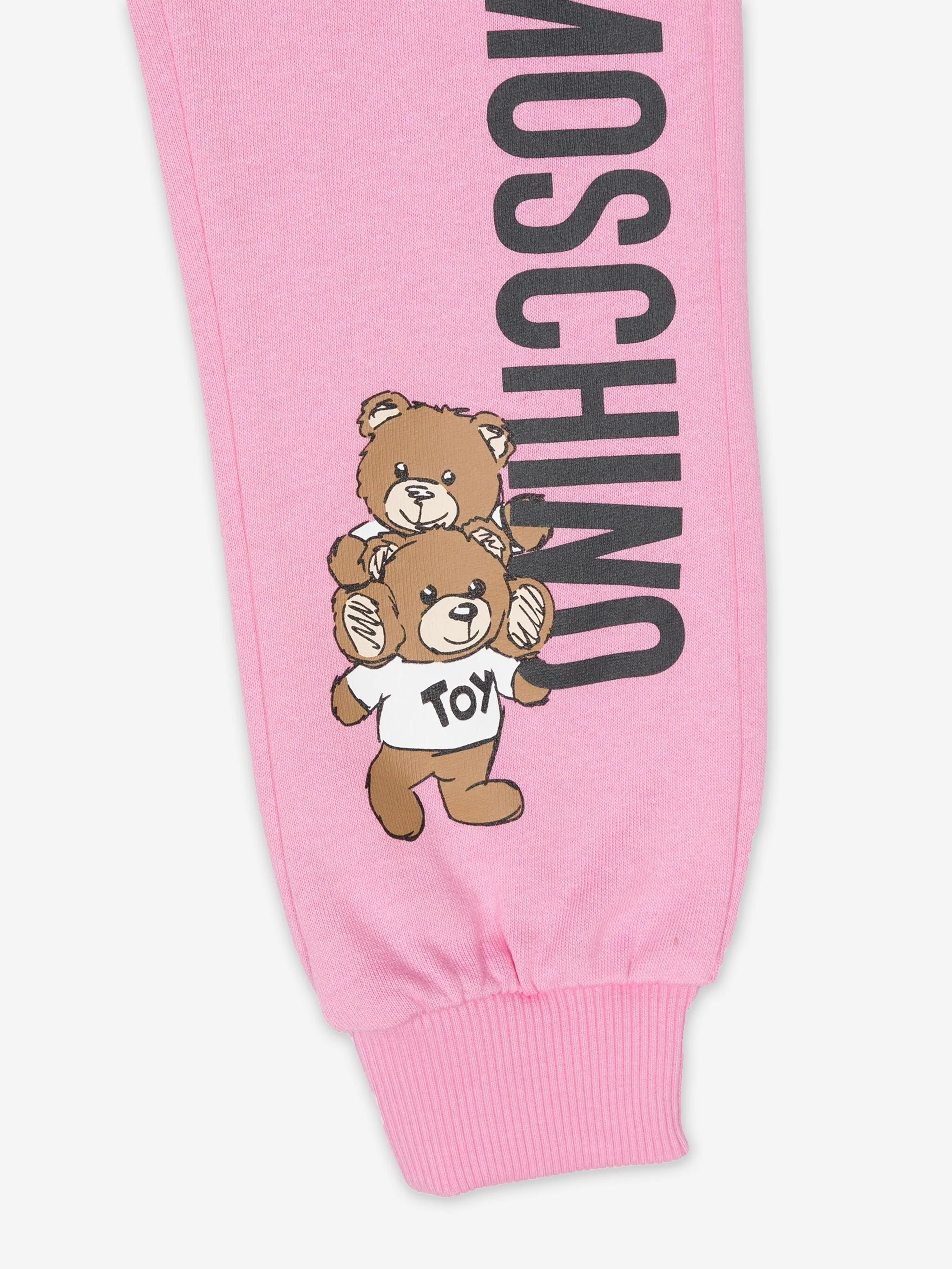 Moschino Girls Teddy Bear Logo Joggers in Pink