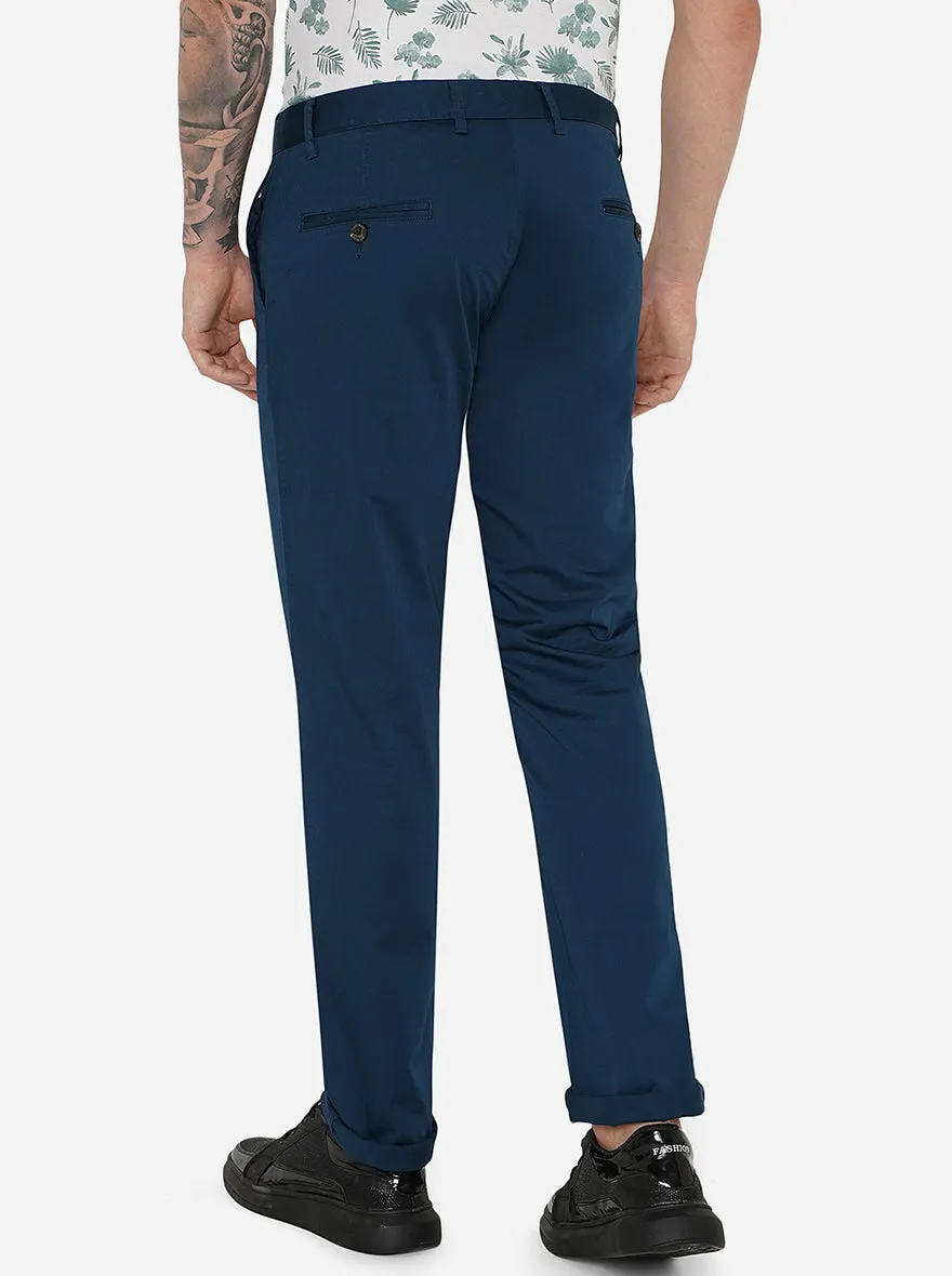 Royal Blue Solid Uno Fit Casual Trouser | JadeBlue