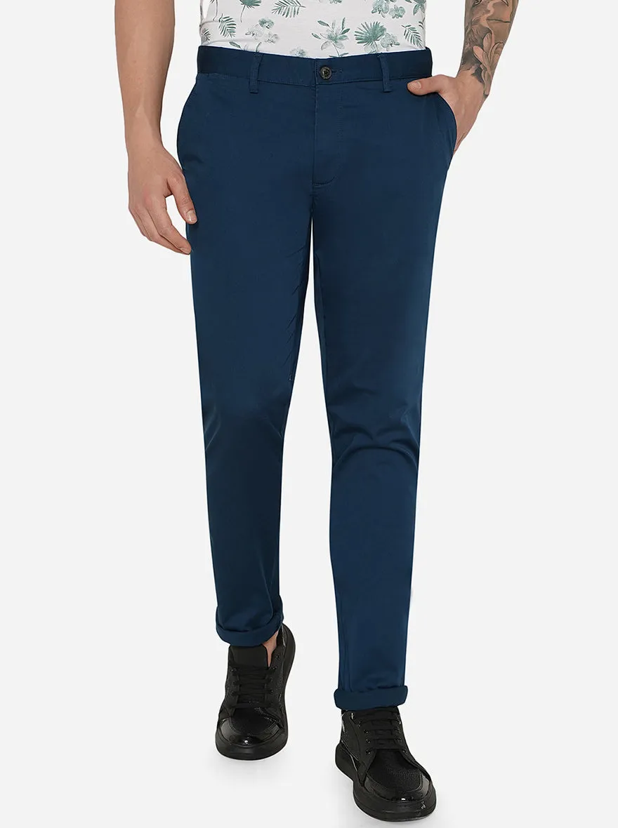 Royal Blue Solid Uno Fit Casual Trouser | JadeBlue