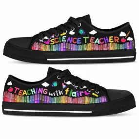 School Science Teacher Teaching With Flair Low Top Shoes, Teacher Shoes, Low Top Sneakers