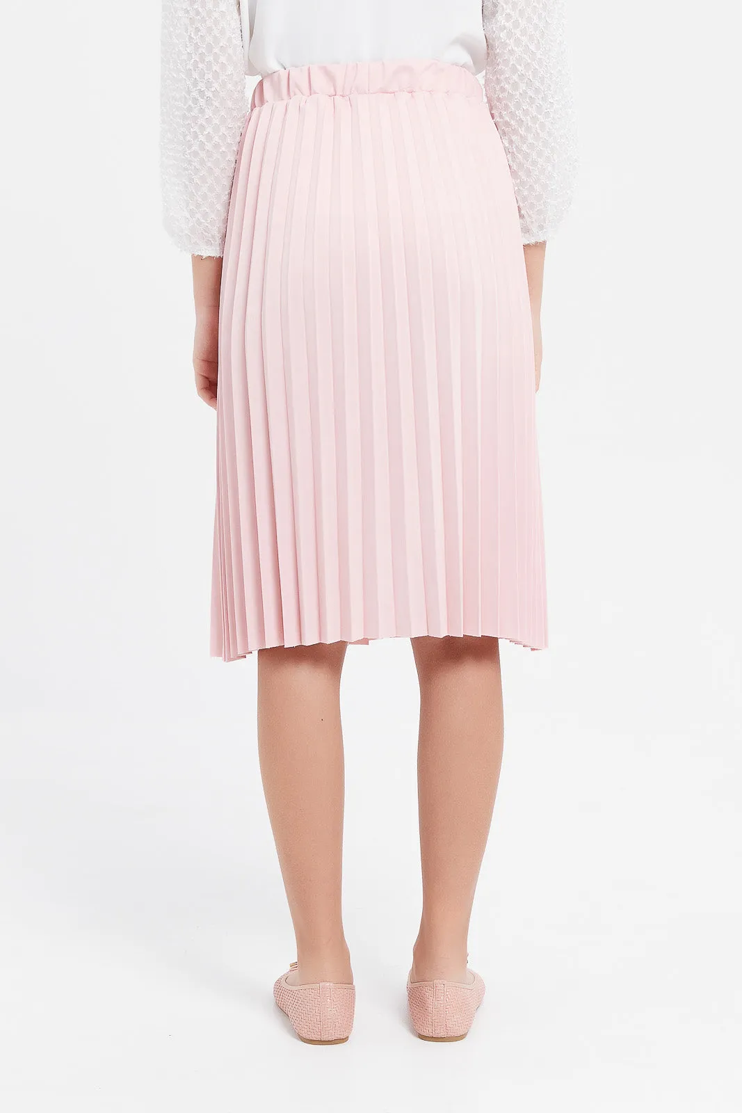 Senior Girls Pink Pleated Skirt