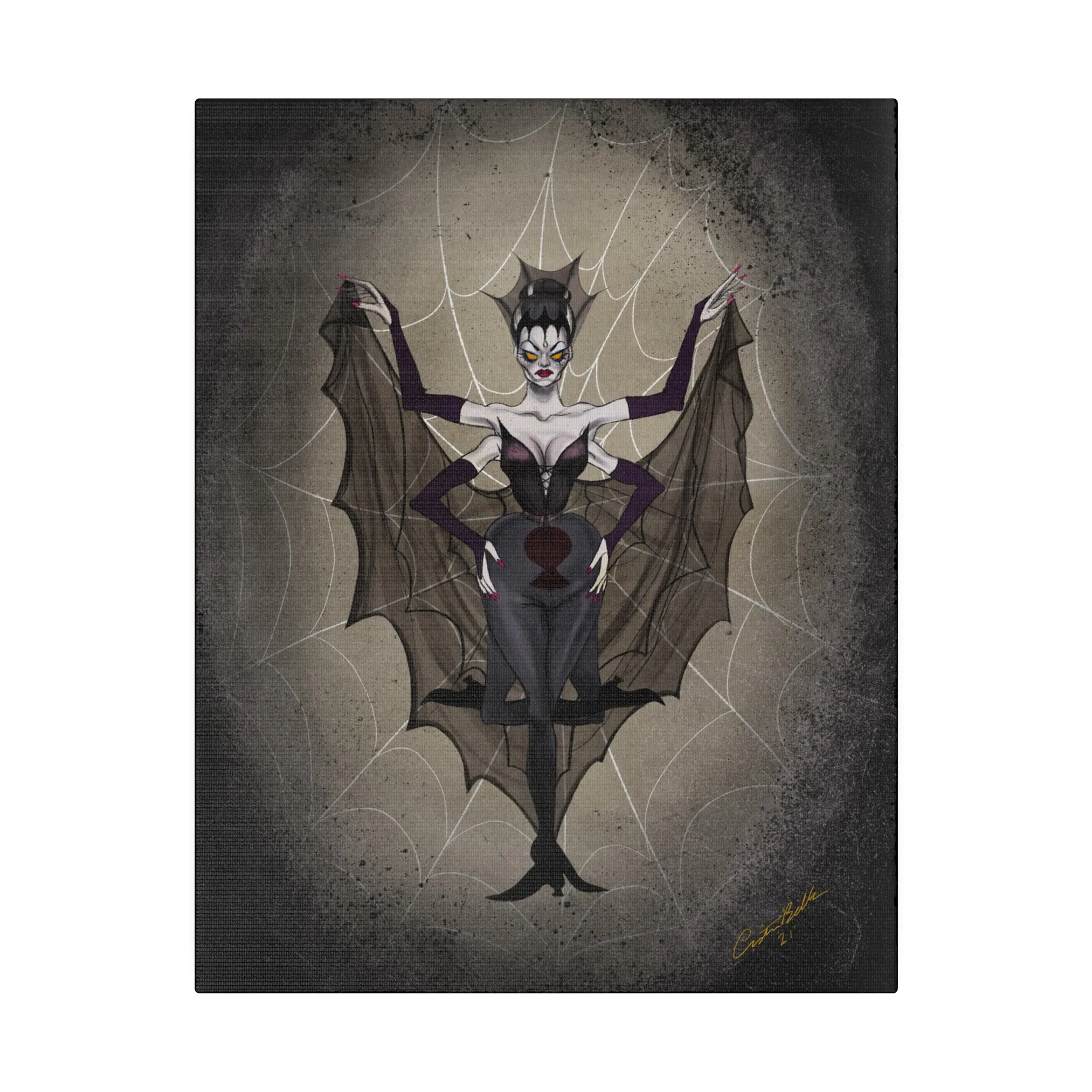 Spider Lady Stretched Canvas Print, Wrapped Wall Art with Hardware 0.75" depth