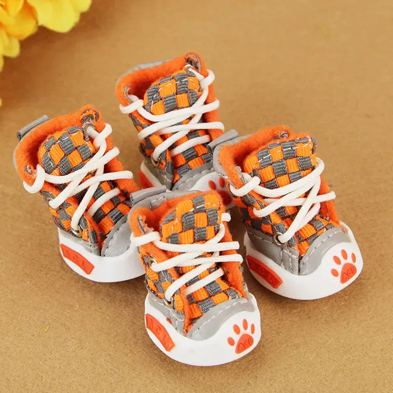 Stylish Football-Inspired Pet Dog Shoes - Set of 4 for Small Dogs and Puppies - New Design 4pcs/Set Pet Dog Shoes Small Dog Puppy Boots Football Style Cheap Dog Summer Shoes For Small Pets Four Colors