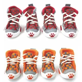 Stylish Football-Inspired Pet Dog Shoes - Set of 4 for Small Dogs and Puppies - New Design 4pcs/Set Pet Dog Shoes Small Dog Puppy Boots Football Style Cheap Dog Summer Shoes For Small Pets Four Colors