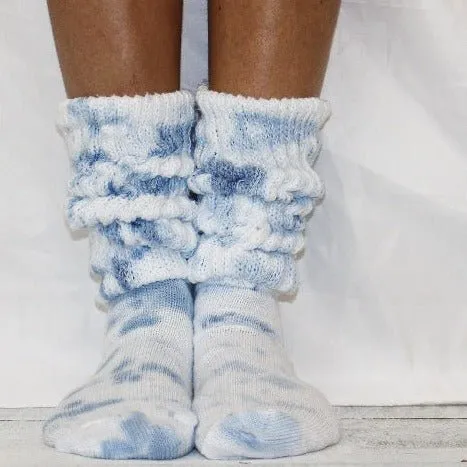 ULTIMATE  cotton slouch socks women - Tie dye chambray