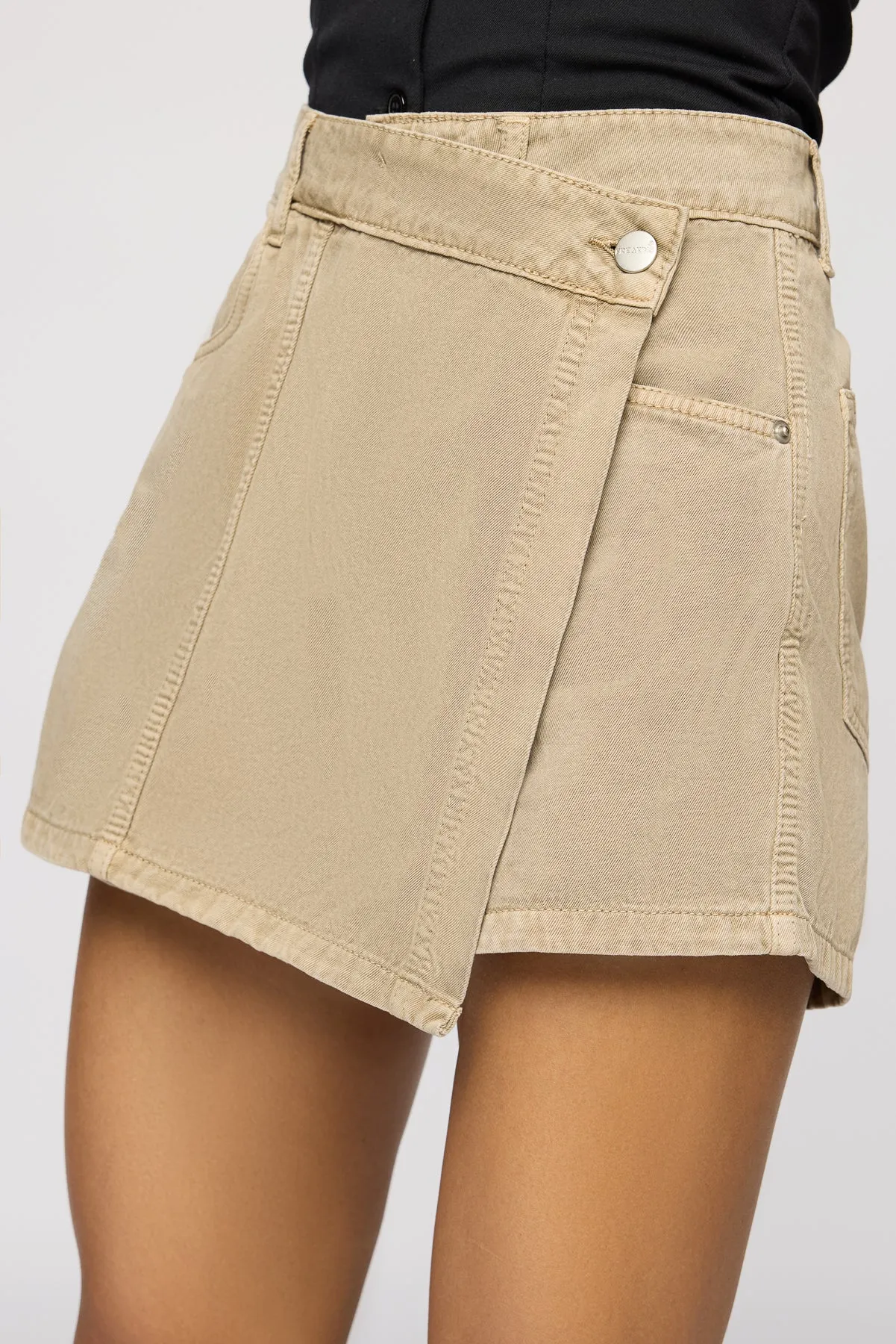 Willow Bark Khaki Asymmetric Skorts