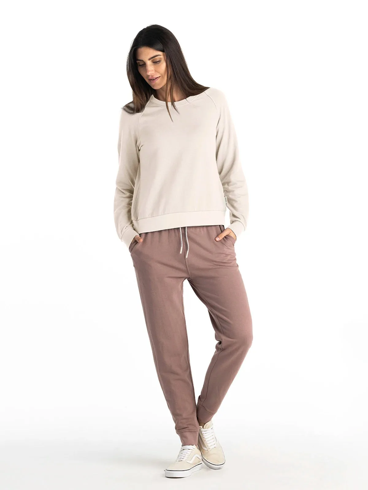 Women's Bamboo Lightweight Fleece Crew - Stone