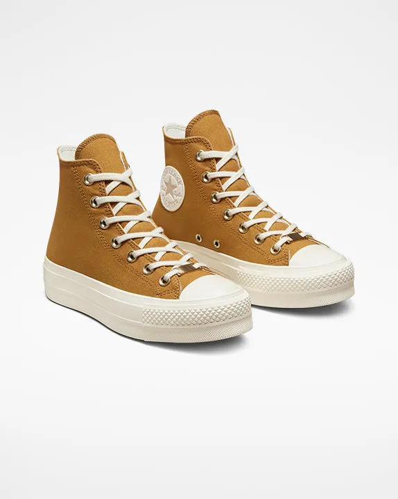 Womens Chuck Taylor Lift Elevated Gold Hi - Burnt Honey/Light Gold/Egret