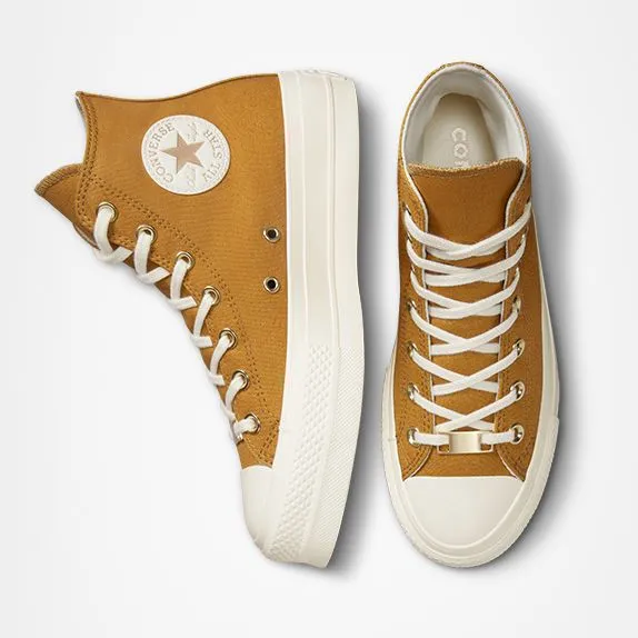 Womens Chuck Taylor Lift Elevated Gold Hi - Burnt Honey/Light Gold/Egret