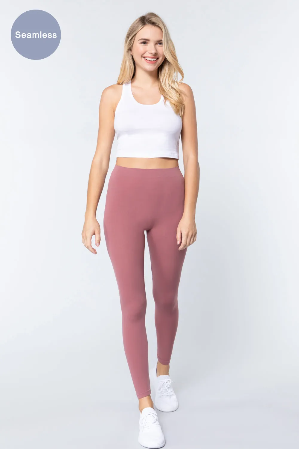 Women's High Rise Elastic Waist Seamless Leggings