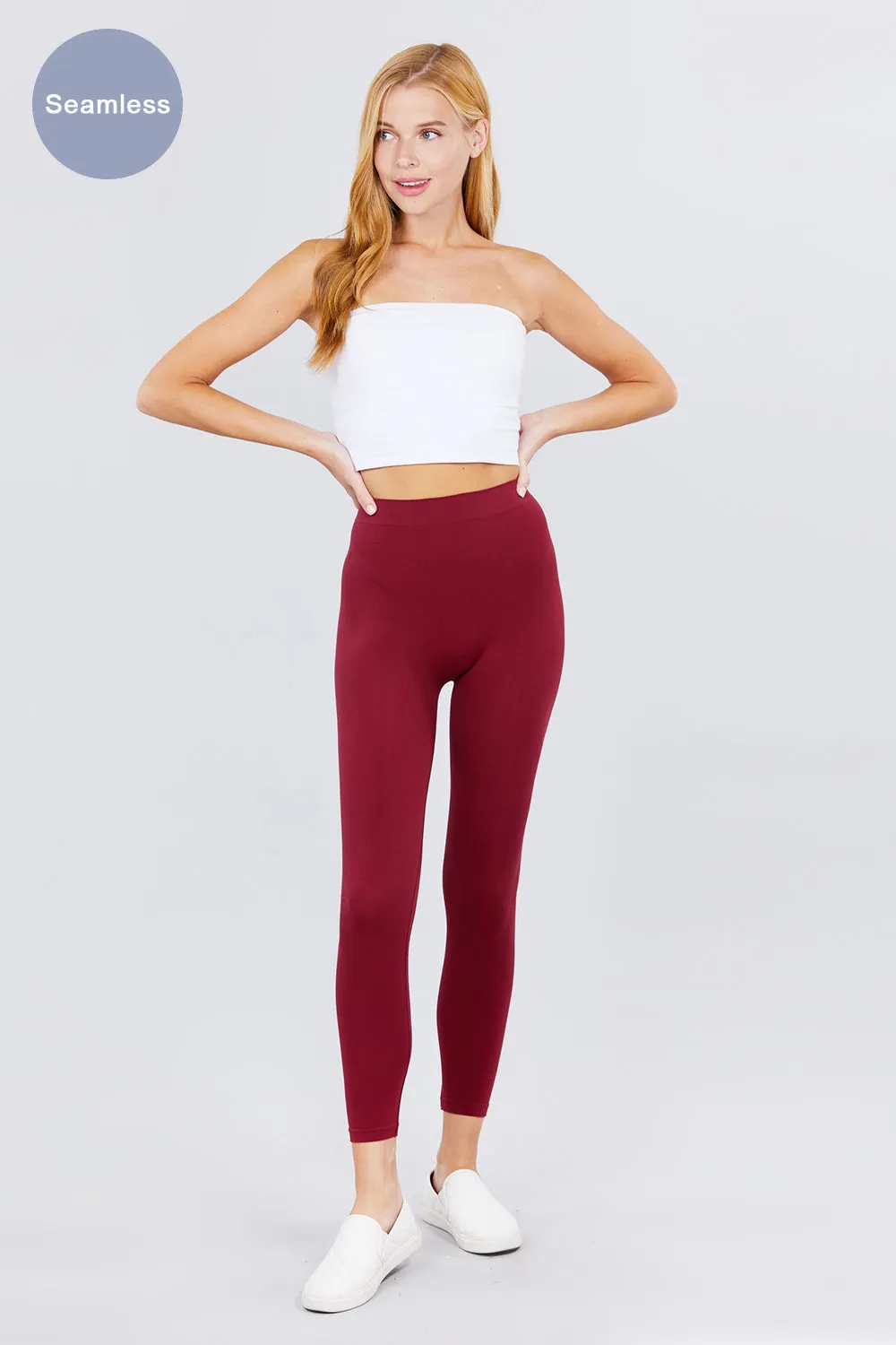 Women's High Rise Elastic Waist Seamless Leggings